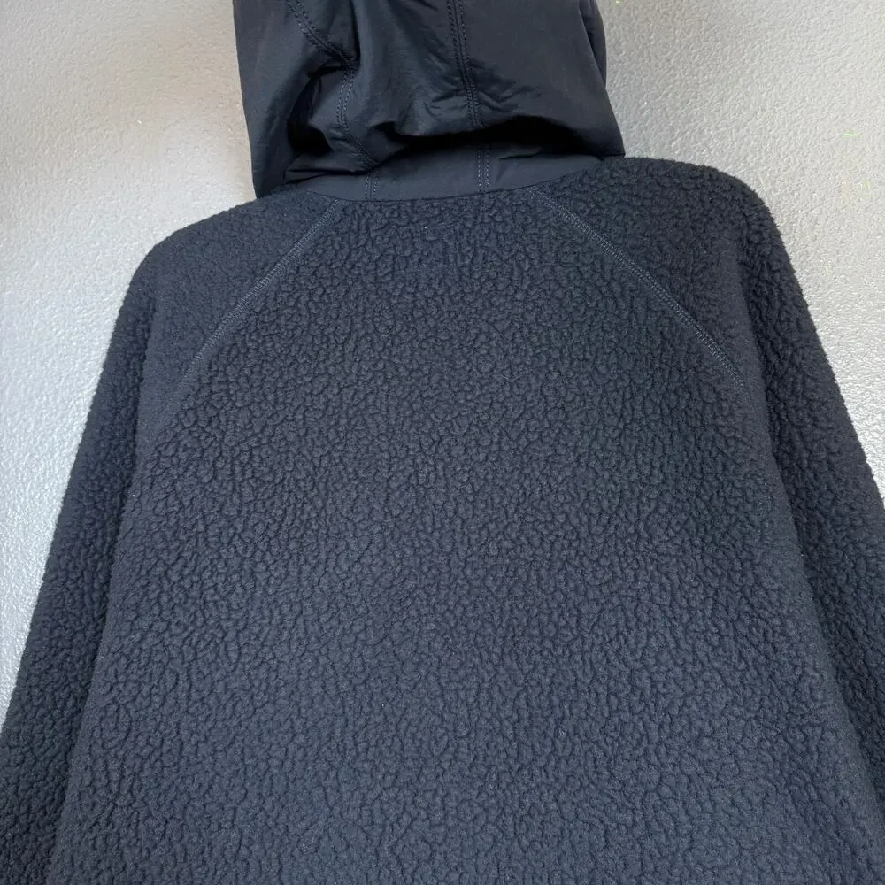 J. Crew XL men’s navy blue fleece sherpa hoodie hooded jacket outdoor hiking